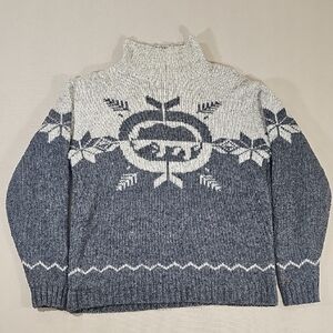 Men's Turtleneck Sweater in Blue and White